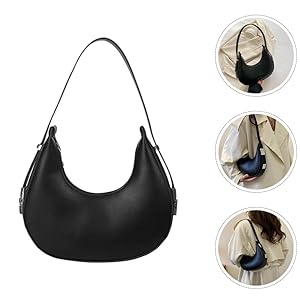 トナカイ　皮　鞄　バッグ shoulder bags フィンランド　がまぐち　黒 GALPADA Fashionable Crescent Shoulder Bag for Women Stylish